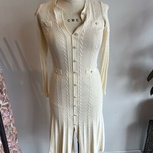 Elegant Cream Button-Down Dress